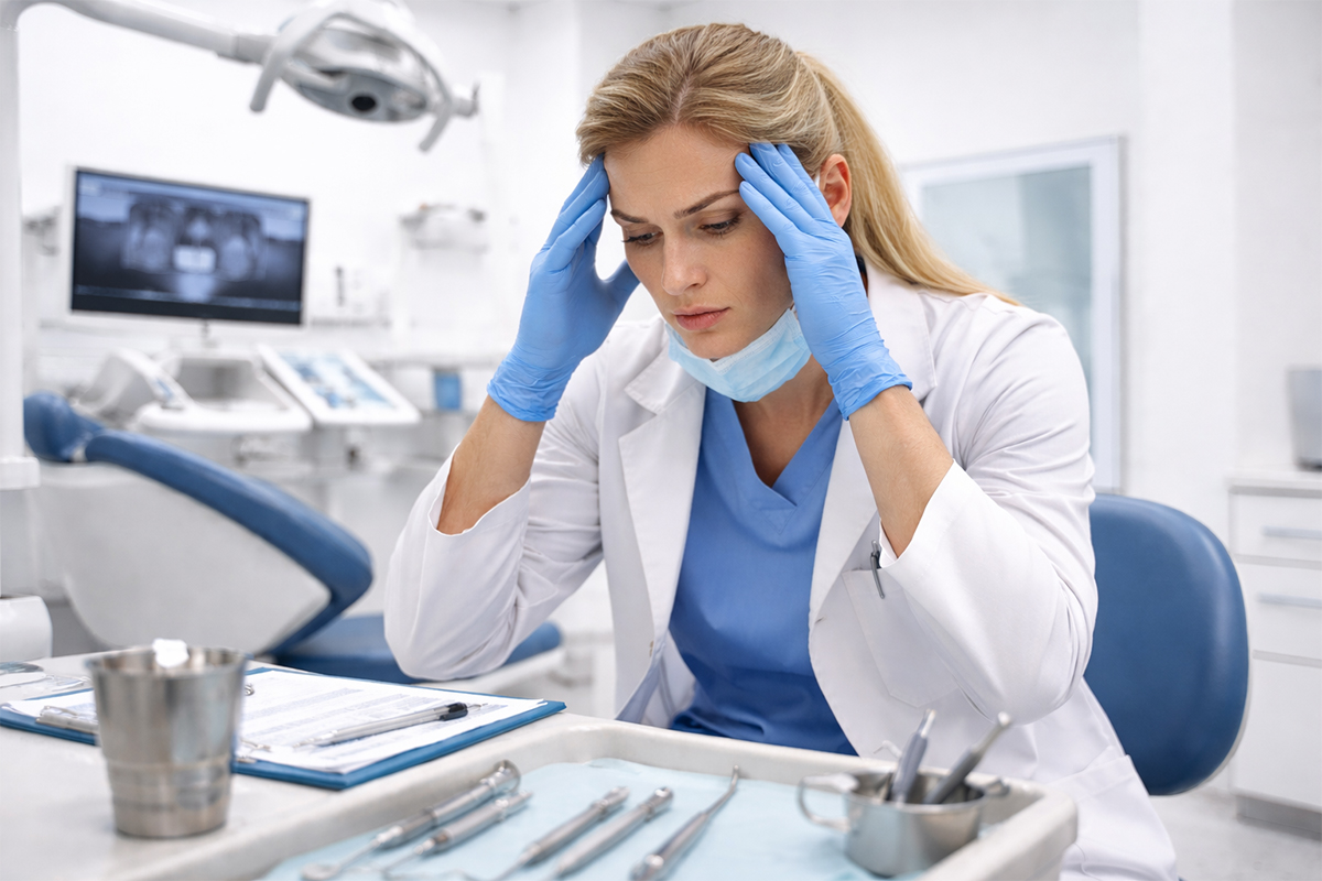 Dentist reviewing patient charts and billing practices to prevent insurance audit flags and compliance issues.